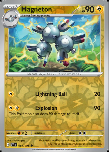 Magneton 064/198, Scarlet & Violet Base, Reverse Holo, representative matte composite