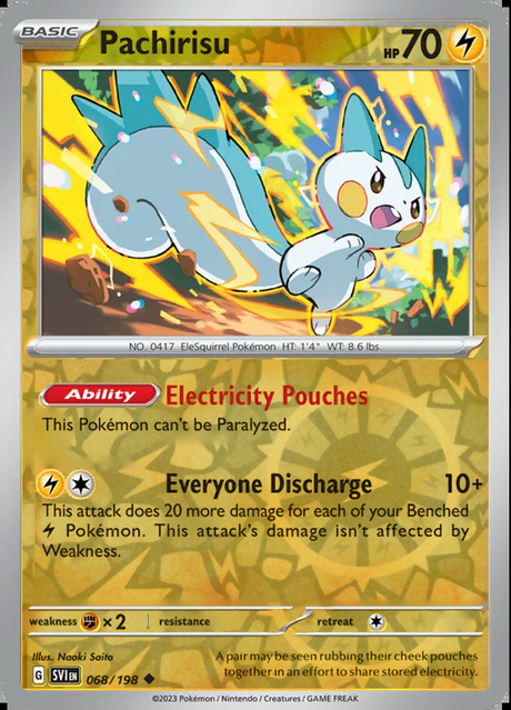 Pachirisu 068/198, Scarlet & Violet Base, Reverse Holo, representative matte composite