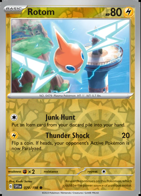 Rotom 070/198, Scarlet & Violet Base, Reverse Holo, representative matte composite
