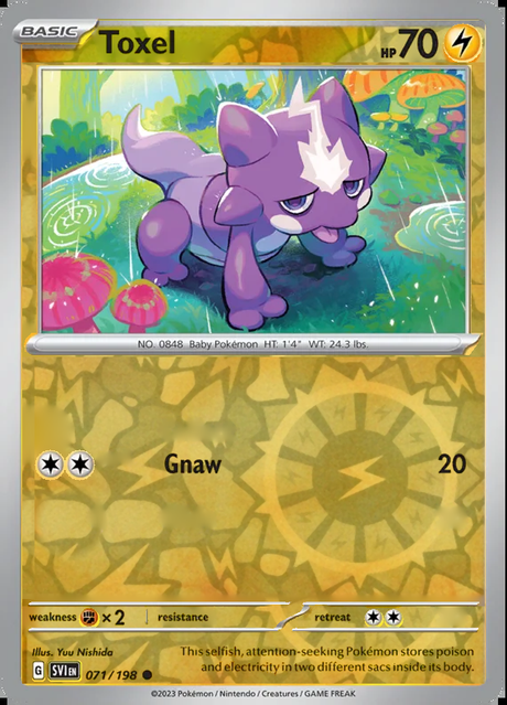 Toxel 071/198, Scarlet & Violet Base, Reverse Holo, representative matte composite