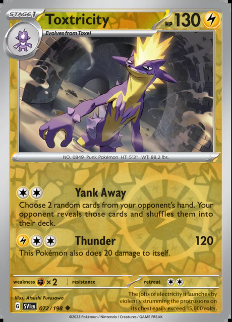Toxtricity 072/198, Scarlet & Violet Base, Reverse Holo, representative matte composite
