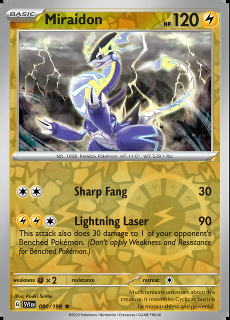 Miraidon 080/198, Scarlet & Violet Base, Reverse Holo, representative matte composite