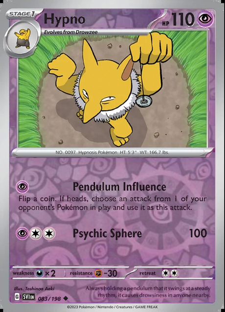 Hypno 083/198, Scarlet & Violet Base, Reverse Holo, representative matte composite