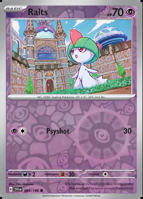 Ralts 084/198, Scarlet & Violet Base, Reverse Holo, representative matte composite
