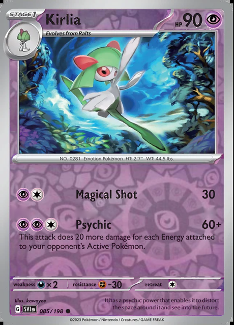 Kirlia 085/198, Scarlet & Violet Base, Reverse Holo, representative matte composite