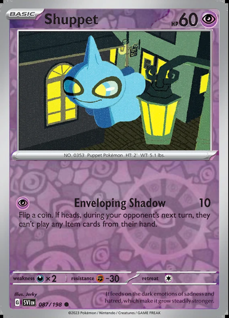 Shuppet 087/198, Scarlet & Violet Base, Reverse Holo, representative matte composite