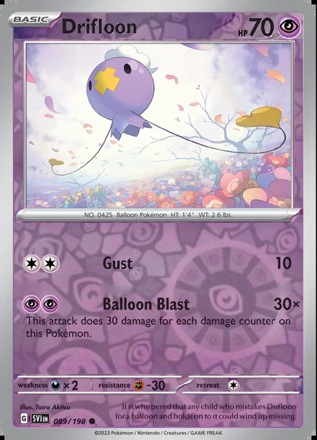 Drifloon 089/198, Scarlet & Violet Base, Reverse Holo, representative matte composite