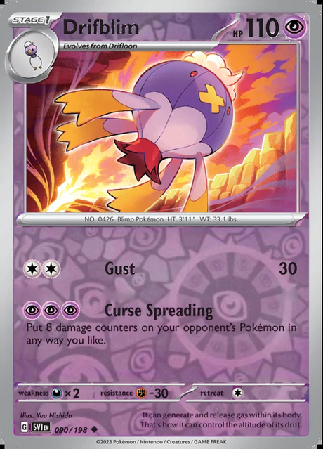 Drifblim 090/198, Scarlet & Violet Base, Reverse Holo, representative matte composite