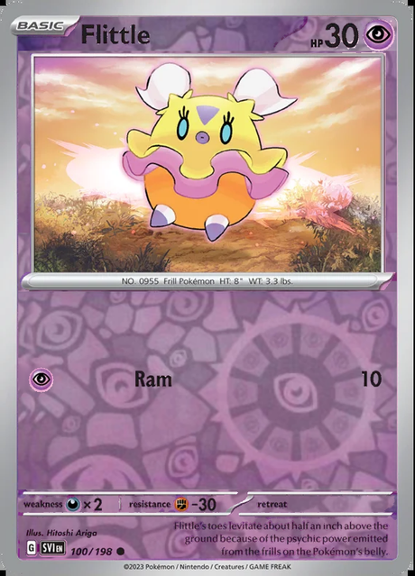 Flittle 100/198, Scarlet & Violet Base, Reverse Holo, representative matte composite