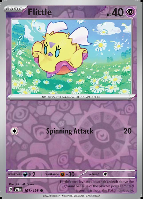 Flittle 101/198, Scarlet & Violet Base, Reverse Holo, representative matte composite