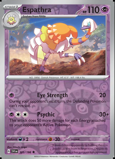 Espathra 103/198, Scarlet & Violet Base, Reverse Holo, representative matte composite