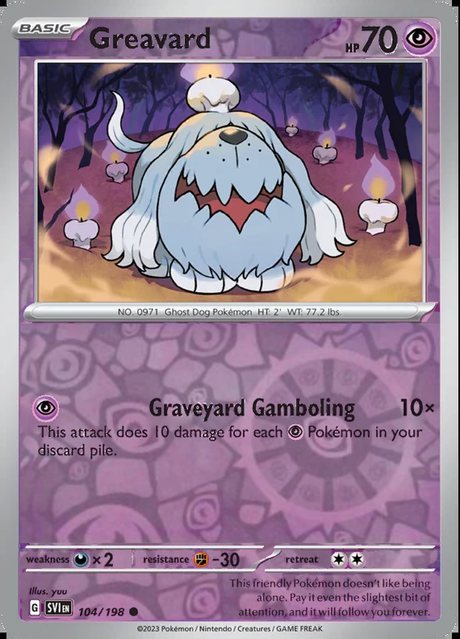 Greavard 104/198, Scarlet & Violet Base, Reverse Holo, representative matte composite