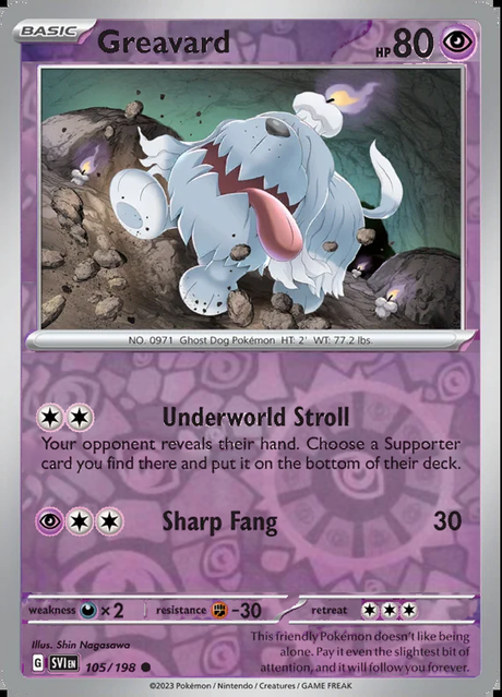 Greavard 105/198, Scarlet & Violet Base, Reverse Holo, representative matte composite