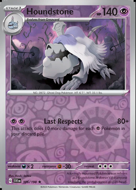 Houndstone 106/198, Scarlet & Violet Base, Reverse Holo, representative matte composite