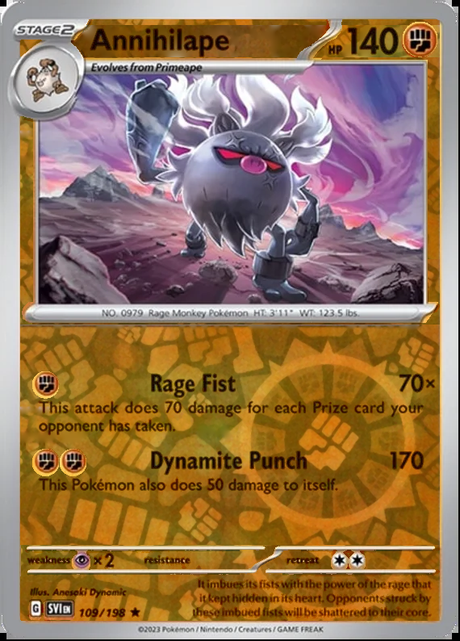 Annihilape 109/198, Scarlet & Violet Base, Reverse Holo, representative matte composite