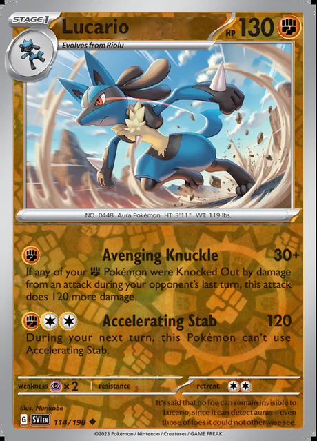 Lucario 114/198, Scarlet & Violet Base, Reverse Holo, representative matte composite