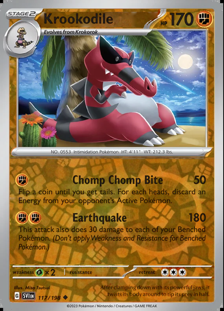Krookodile 117/198, Scarlet & Violet Base, Reverse Holo, representative matte composite