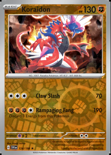 Koraidon 124/198, Scarlet & Violet Base, Reverse Holo, representative matte composite
