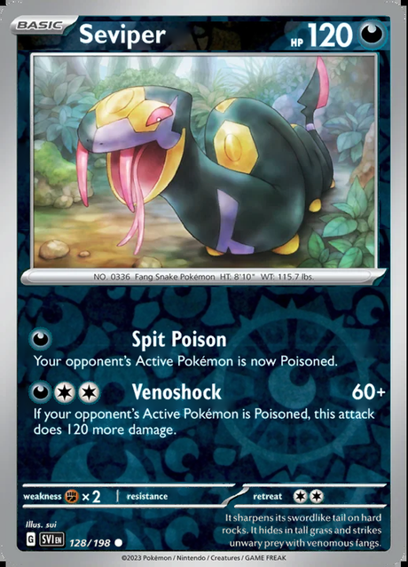 Seviper 128/198, Scarlet & Violet Base, Reverse Holo, representative matte composite