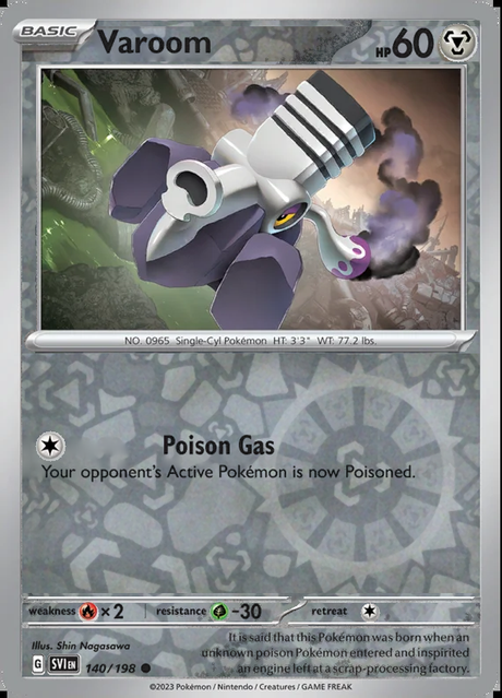 Varoom 140/198, Scarlet & Violet Base, Reverse Holo, representative matte composite