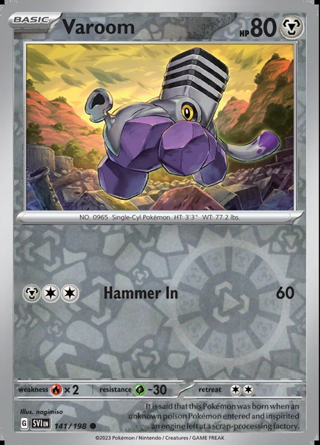 Varoom 141/198, Scarlet & Violet Base, Reverse Holo, representative matte composite