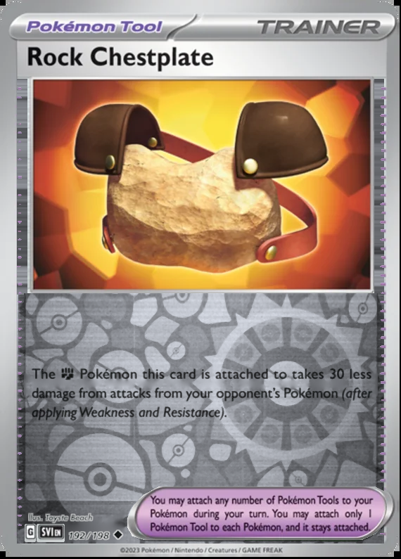 Rock Chestplate 192/198, Scarlet & Violet Base, Reverse Holo, representative matte composite