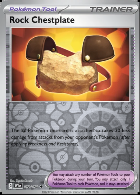 Rock Chestplate 192/198, Scarlet & Violet Base, Reverse Holo, representative matte composite