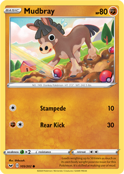 Mudbray - Sword & Shield 105/202 Pokémon card