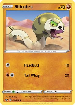 Silicobra - Sword & Shield 108/202 Pokémon card