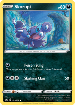 Skorupi - Sword & Shield 121/202 Pokémon card
