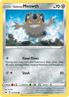 Galarian Meowth - Sword & Shield 127/202 Pokémon card