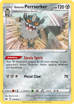 Galarian Perrserker - Sword & Shield 128/202 Pokémon card