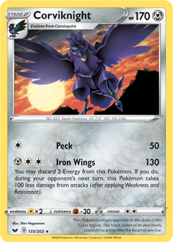 Corviknight - Sword & Shield 135/202 Pokémon card