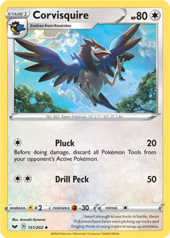 Corvisquire - Sword & Shield 151/202 Pokémon card