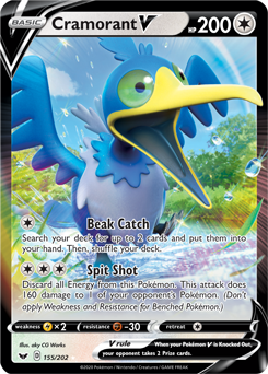 Cramorant V - Sword & Shield 155/202 Pokémon card