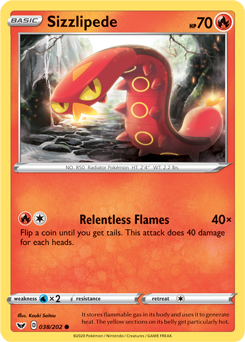 Sizzlipede - Sword & Shield 038/202 Pokémon card