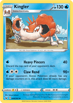 Kingler - Sword & Shield 044/202 Pokémon card