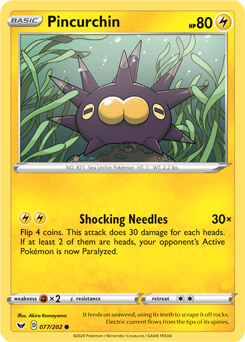 Pincurchin - Sword & Shield 077/202 Pokémon card