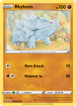 Rhyhorn - Sword & Shield 096/202 Pokémon card