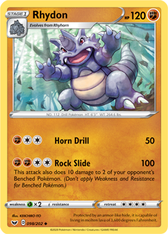Rhydon - Sword & Shield 098/202 Pokémon card