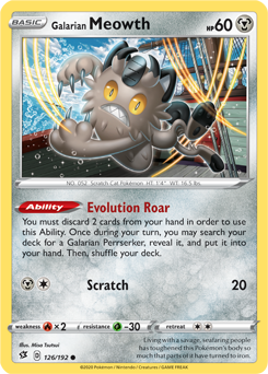 Galarian Meowth - Rebel Clash 126/192 Pokémon card