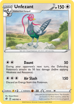 Unfezant - Rebel Clash 145/192 Pokémon card