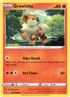 Growlithe - Rebel Clash 027/192 Pokémon card
