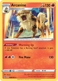 Arcanine - Rebel Clash 028/192 Pokémon card