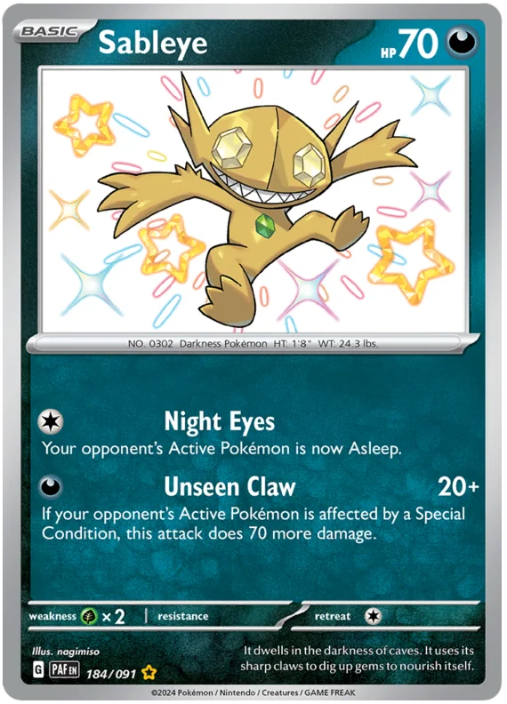 Sableye Paldean Fates Pokemon Card Single 184/091