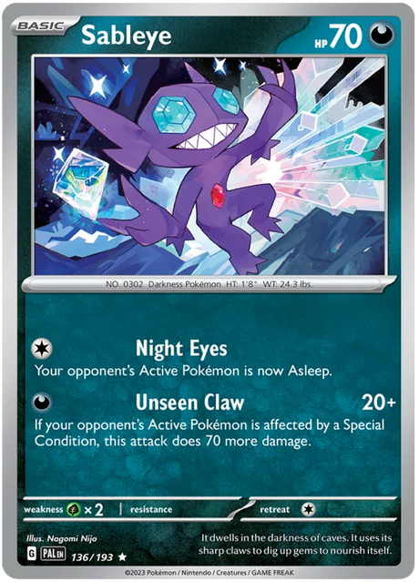 Sableye Paldea Evolved Single Pokemon Card