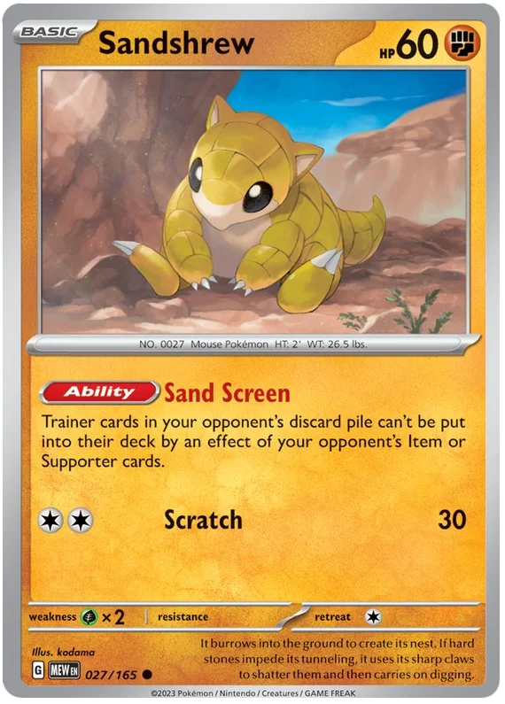 Sandshrew 151 Single Pokemon Card