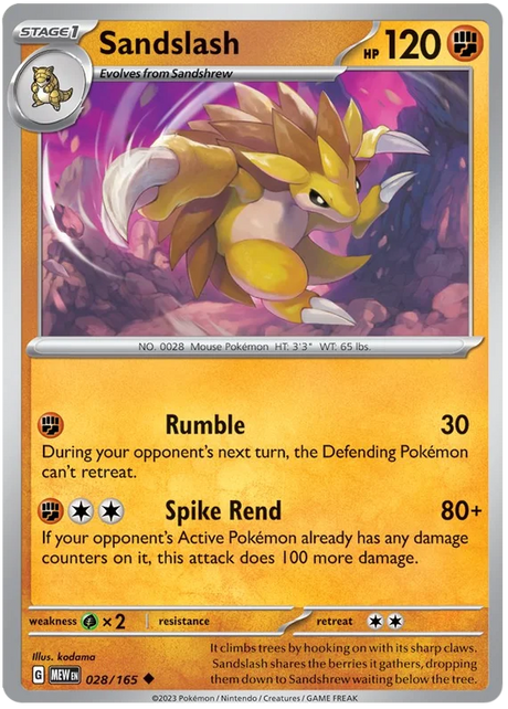 Sandslash 151 Single Pokemon Card