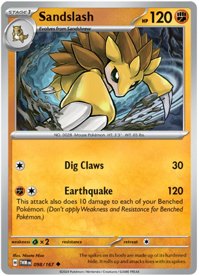 Sandslash Twilight Masquerade Pokemon Single 098/167