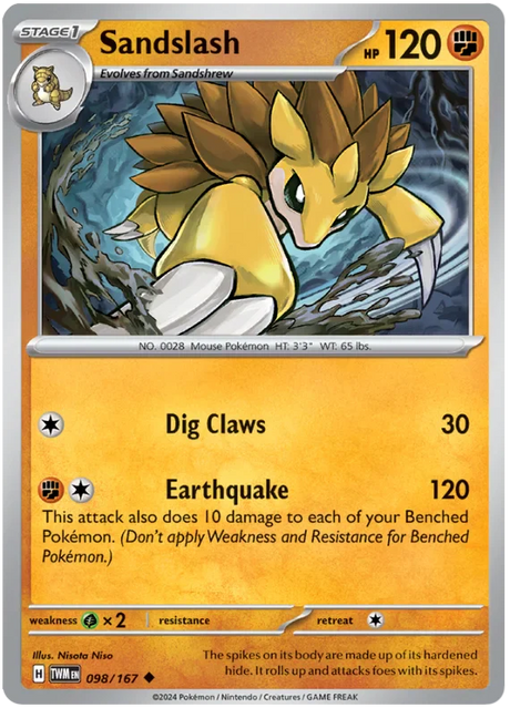 Sandslash Twilight Masquerade Pokemon Single 098/167
